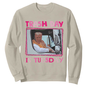 Funny Trump Garbage 2024 Sweatshirt Trash Day Is Tuesday Pink Trump TS11 Sand Print Your Wear