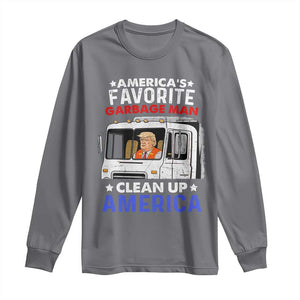 Funny Trump Garbage 2024 Long Sleeve Shirt America's Favorite Garbage Man Clean Up America TS11 Charcoal Print Your Wear