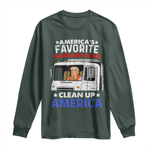 Funny Trump Garbage 2024 Long Sleeve Shirt America's Favorite Garbage Man Clean Up America TS11 Dark Forest Green Print Your Wear