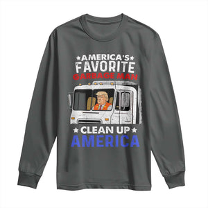 Funny Trump Garbage 2024 Long Sleeve Shirt America's Favorite Garbage Man Clean Up America TS11 Dark Heather Print Your Wear