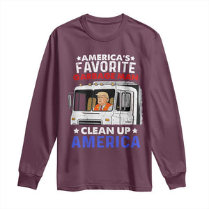 Funny Trump Garbage 2024 Long Sleeve Shirt America's Favorite Garbage Man Clean Up America TS11 Maroon Print Your Wear