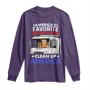 Funny Trump Garbage 2024 Long Sleeve Shirt America's Favorite Garbage Man Clean Up America TS11 Purple Print Your Wear