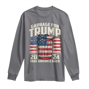 Garbage For Trump 2024 Long Sleeve Shirt Take America Back America Flag TS11 Charcoal Print Your Wear