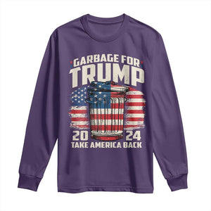 Garbage For Trump 2024 Long Sleeve Shirt Take America Back America Flag TS11 Purple Print Your Wear