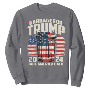 Garbage For Trump 2024 Sweatshirt Take America Back America Flag TS11 Charcoal Print Your Wear