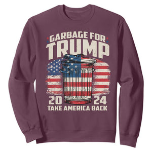 Garbage For Trump 2024 Sweatshirt Take America Back America Flag TS11 Maroon Print Your Wear