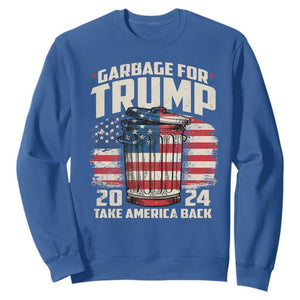 Garbage For Trump 2024 Sweatshirt Take America Back America Flag TS11 Royal Blue Print Your Wear