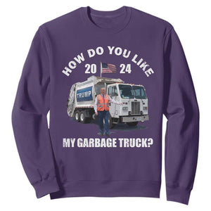 Funny Trump Garbage 2024 Sweatshirt How Do You Like My Garbage Truck 2024 TS11 Purple Print Your Wear