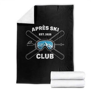 Apres Ski Club 2025 Throw Blanket Skiing Winter Sport Mountain TS11 Black Print Your Wear