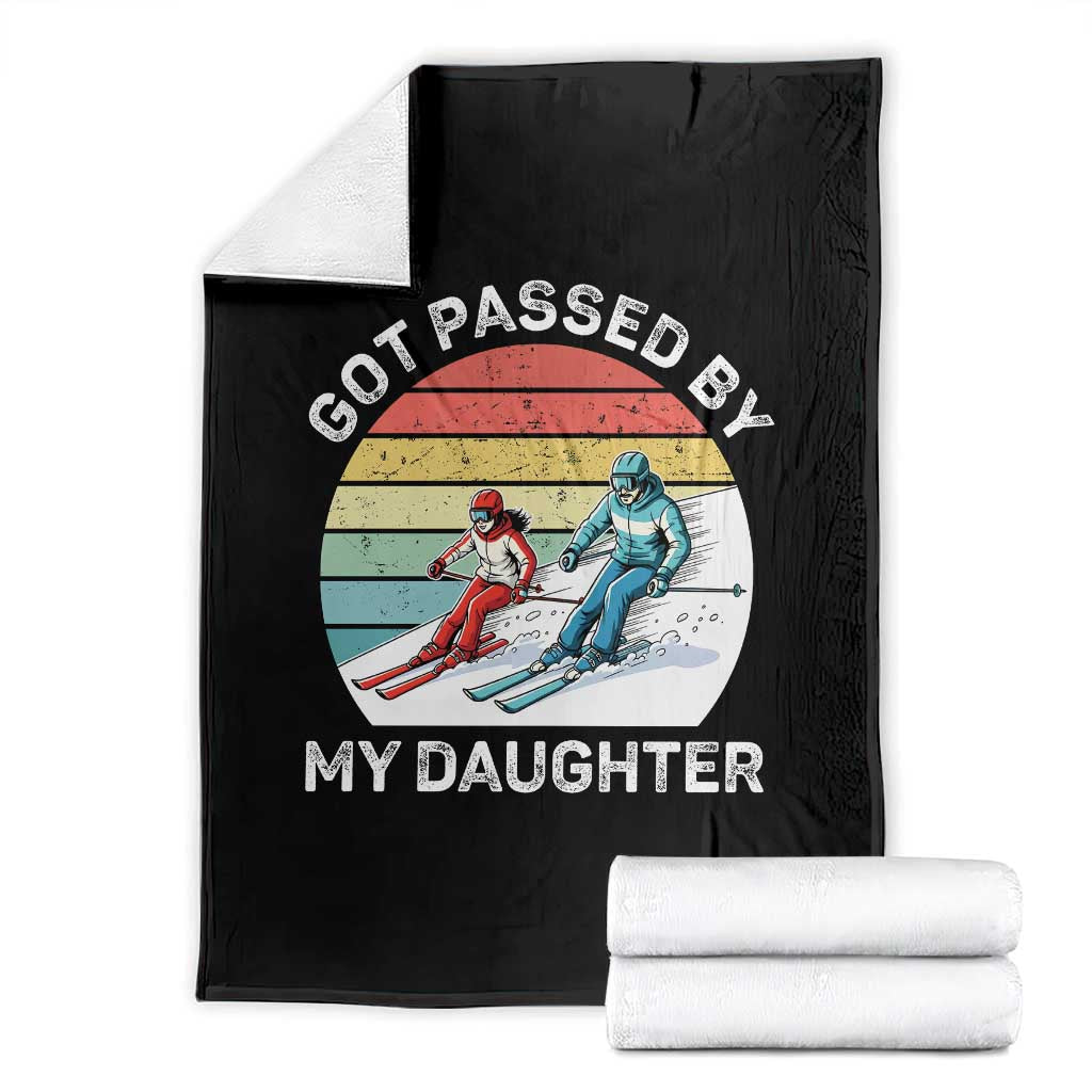 Funny Skiing Dad Throw Blanket Got Passed By My Daughter Retro Vintage TS11 Black Print Your Wear