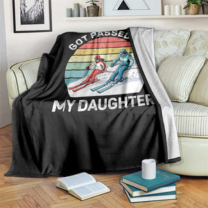 Funny Skiing Dad Throw Blanket Got Passed By My Daughter Retro Vintage TS11 Print Your Wear