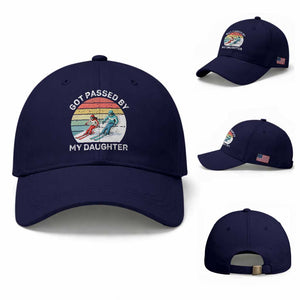 Funny Skiing Dad Baseball Cap Got Passed By My Daughter Retro Vintage TS11 Baseball Cap Universal Fit Dark Blue Print Your Wear