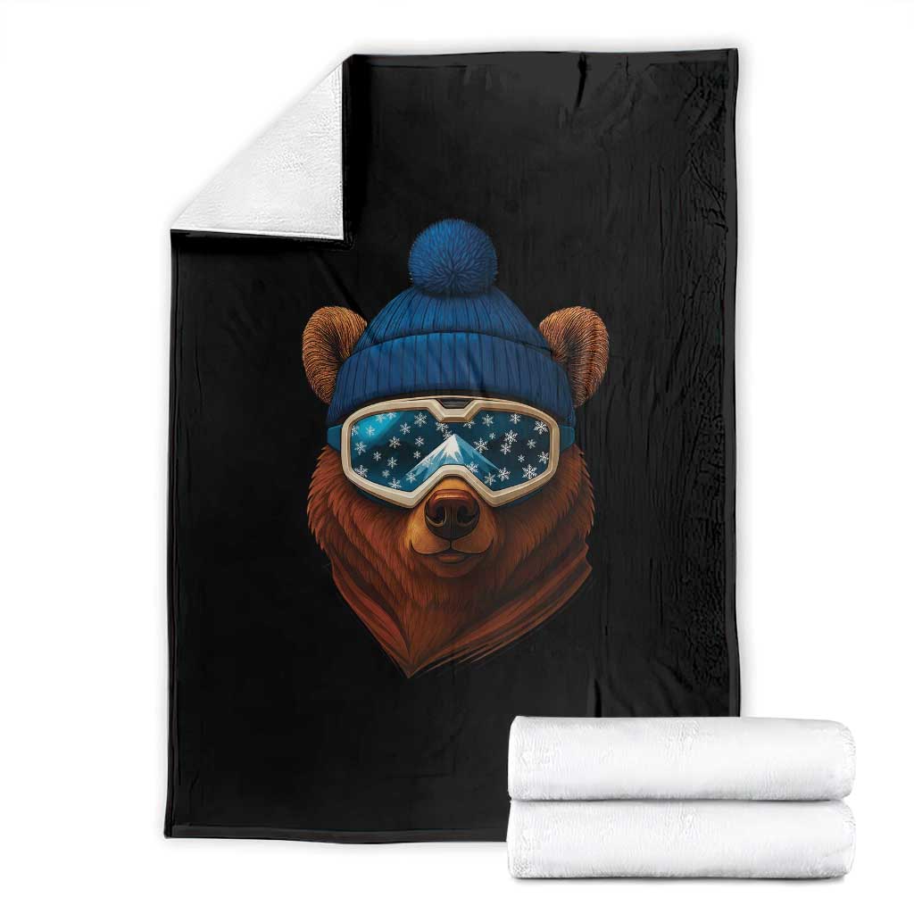 Grizzly Bear Snowboard Goggles Skiing Snow Winter Sport Throw Blanket TS11 Black Print Your Wear