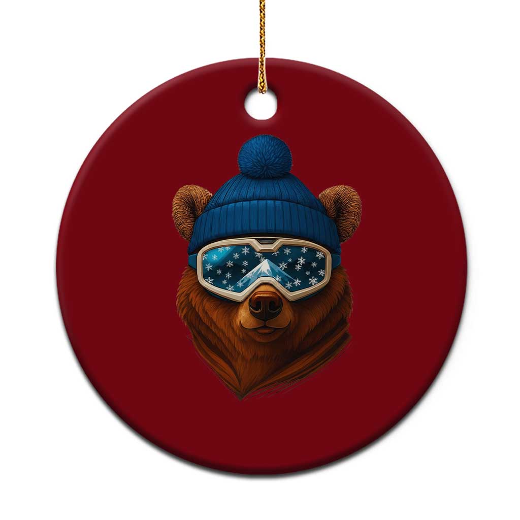 Grizzly Bear Snowboard Goggles Skiing Snow Winter Sport Ceramic Ornament TS11 1pc Red Print Your Wear
