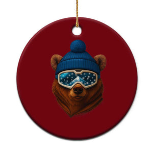Grizzly Bear Snowboard Goggles Skiing Snow Winter Sport Ceramic Ornament TS11 1pc Red Print Your Wear