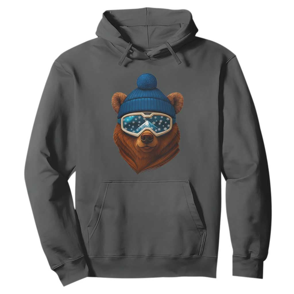 Grizzly Bear Snowboard Goggles Skiing Snow Winter Sport Hoodie TS11 Dark Heather Print Your Wear
