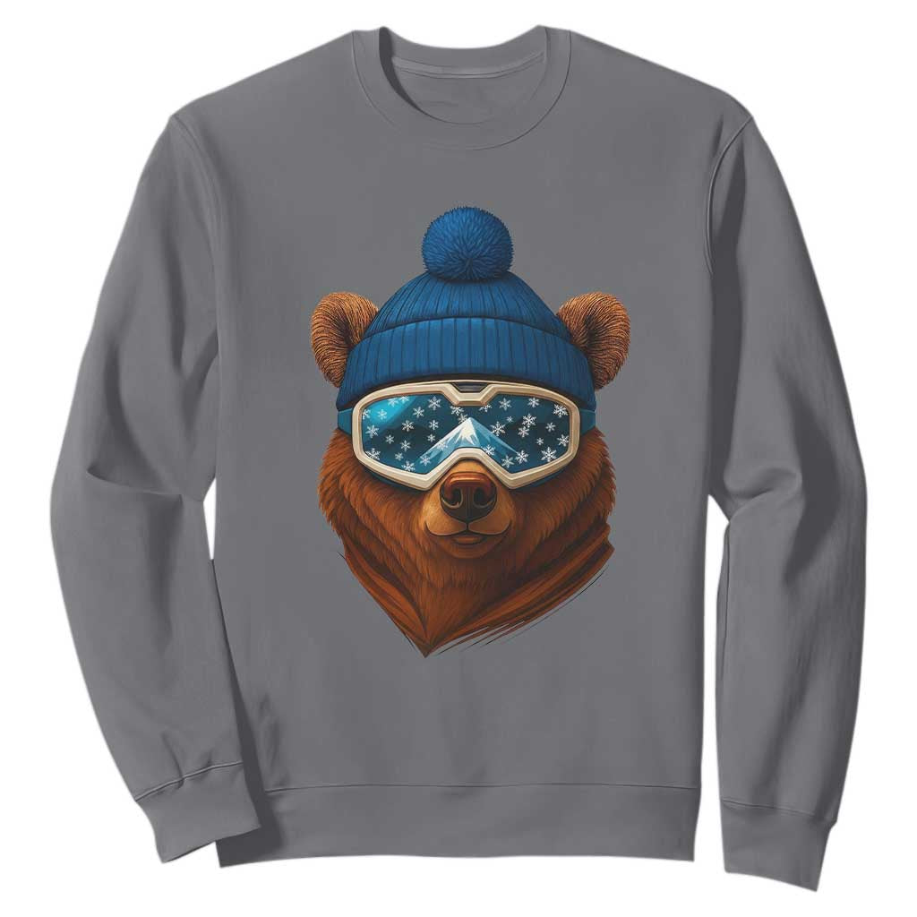 Grizzly Bear Snowboard Goggles Skiing Snow Winter Sport Sweatshirt TS11 Charcoal Print Your Wear