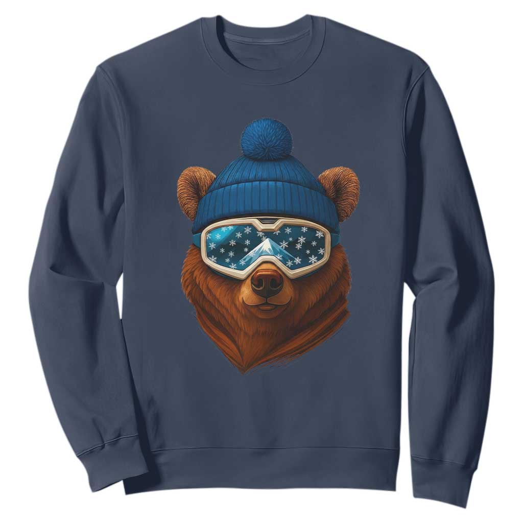 Grizzly Bear Snowboard Goggles Skiing Snow Winter Sport Sweatshirt TS11 Navy Print Your Wear
