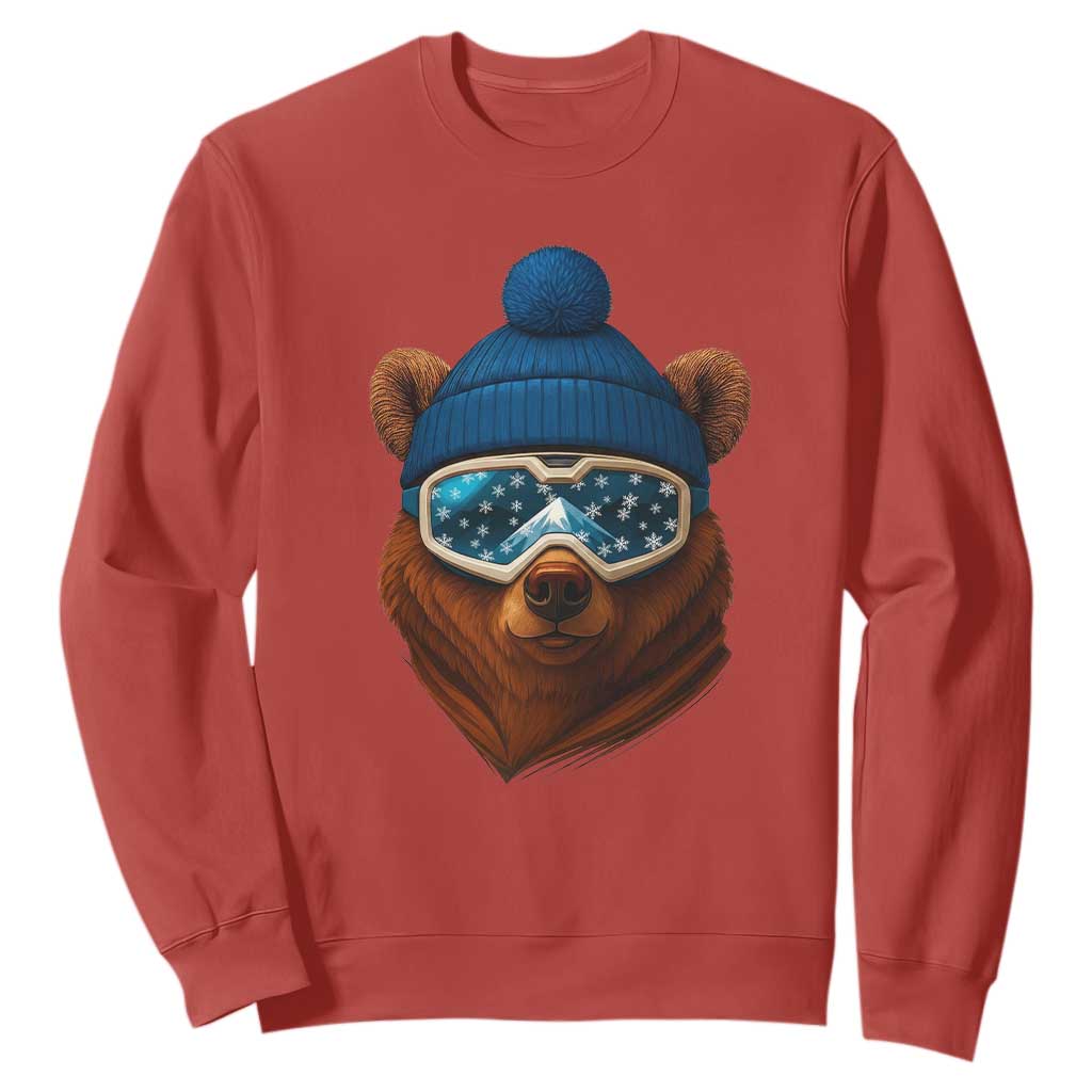 Grizzly Bear Snowboard Goggles Skiing Snow Winter Sport Sweatshirt TS11 Red Print Your Wear