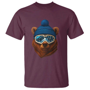 Grizzly Bear Snowboard Goggles Skiing Snow Winter Sport T Shirt TS11 Maroon Print Your Wear