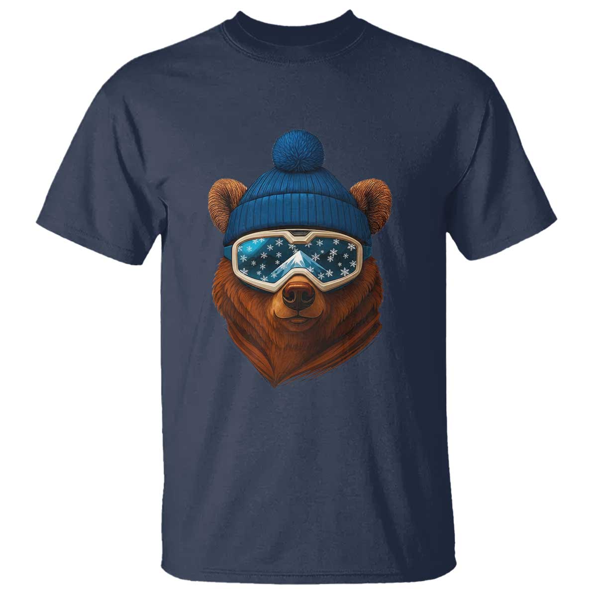 Grizzly Bear Snowboard Goggles Skiing Snow Winter Sport T Shirt TS11 Navy Print Your Wear
