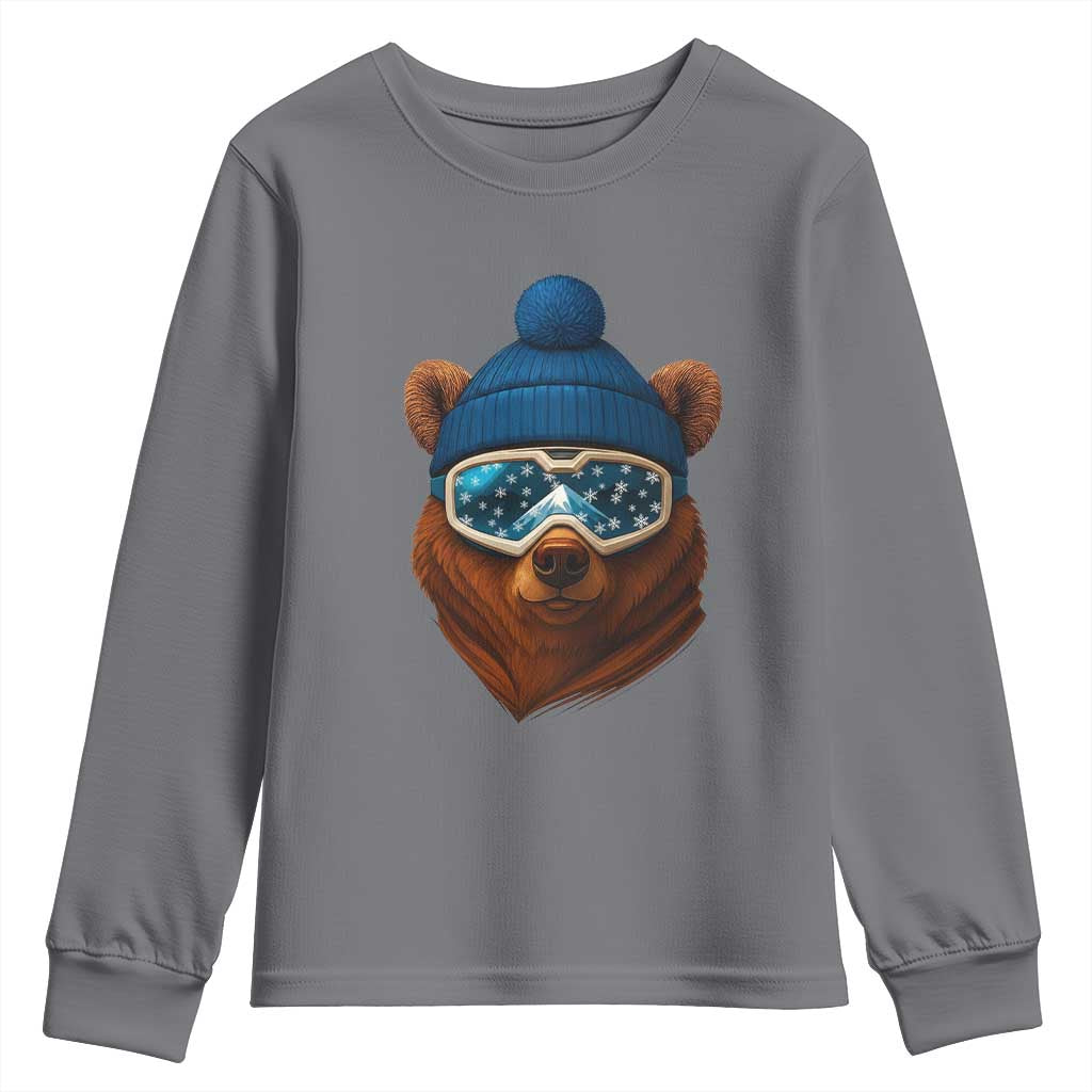 Grizzly Bear Snowboard Goggles Skiing Snow Winter Sport Youth Sweatshirt TS11 Charcoal Print Your Wear