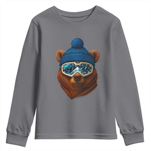Grizzly Bear Snowboard Goggles Skiing Snow Winter Sport Youth Sweatshirt TS11 Charcoal Print Your Wear