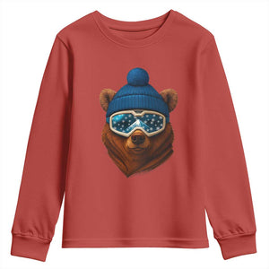 Grizzly Bear Snowboard Goggles Skiing Snow Winter Sport Youth Sweatshirt TS11 Red Print Your Wear