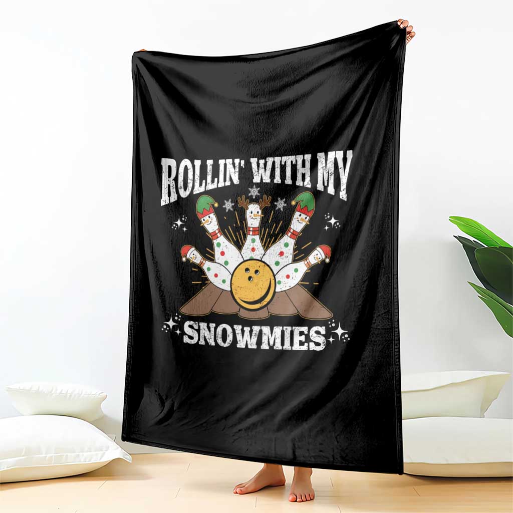 Funny Christmas Bowling Throw Blanket Rollin With My Snowmies Bowling Pins TS11 Print Your Wear