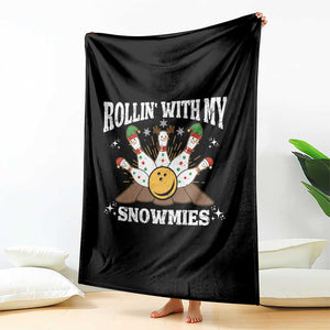 Funny Christmas Bowling Throw Blanket Rollin With My Snowmies Bowling Pins TS11 Print Your Wear
