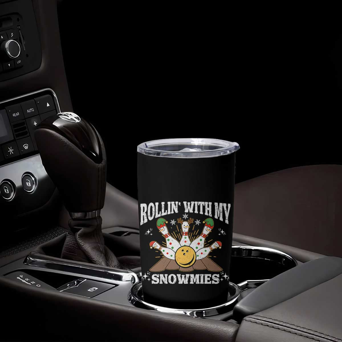 Funny Christmas Bowling Tumbler Cup Rollin With My Snowmies Bowling Pins TS11 Print Your Wear