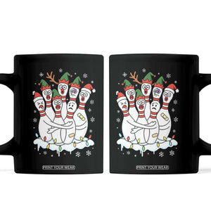 Funny Scared Cartoon Christmas Bowling Pins Coffee Mug TS11 Black Print Your Wear