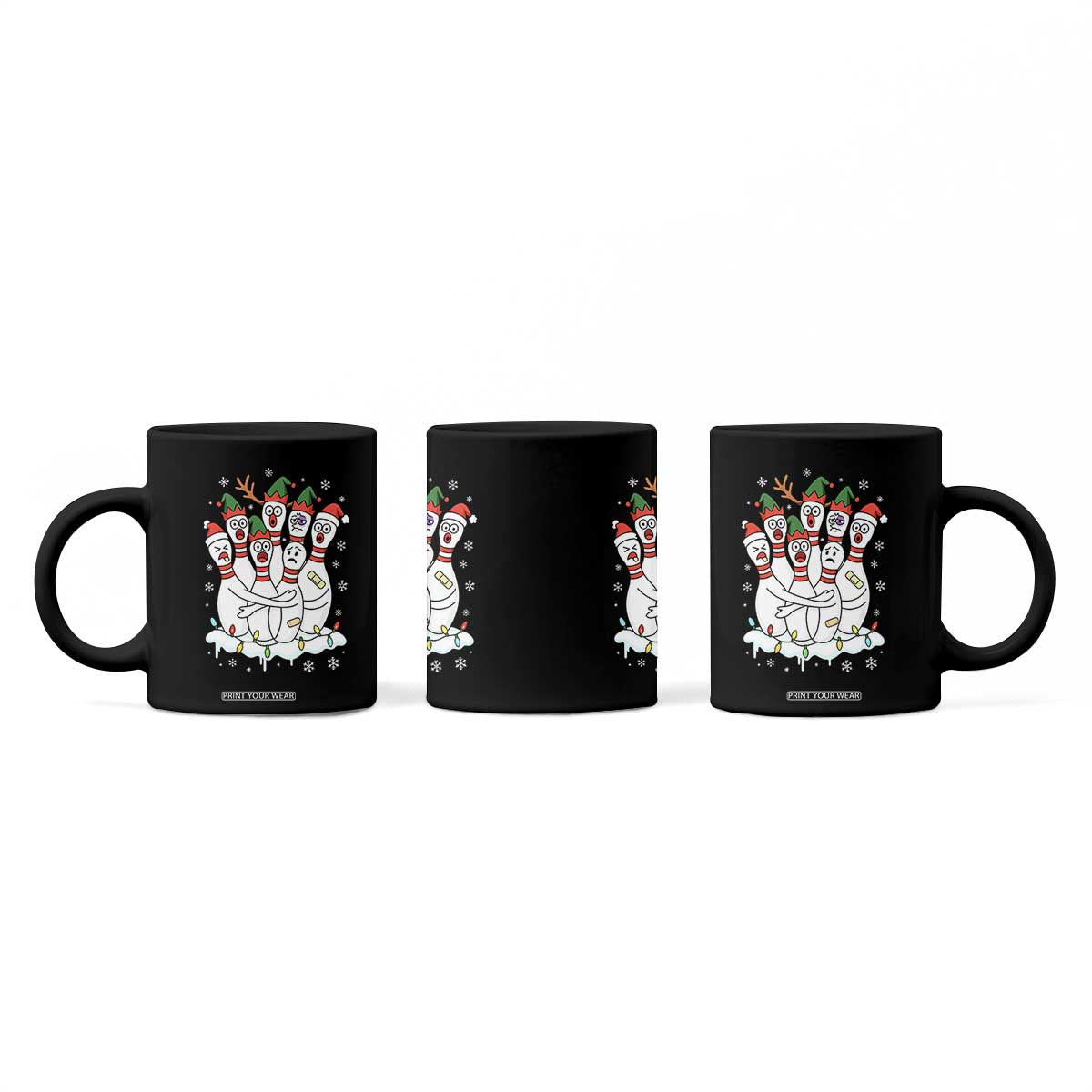 Funny Scared Cartoon Christmas Bowling Pins Coffee Mug TS11 Print Your Wear