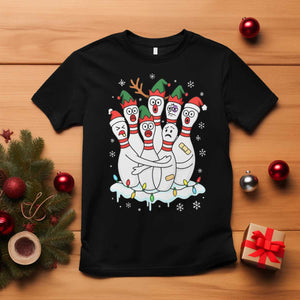 Funny Scared Cartoon Christmas Bowling Pins T Shirt TS11 Black Print Your Wear