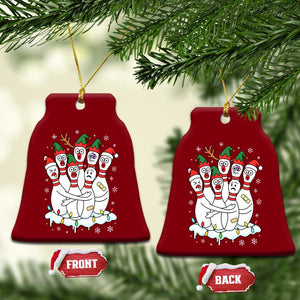 Funny Scared Cartoon Christmas Bowling Pins Ceramic Ornament TS11 Print Your Wear