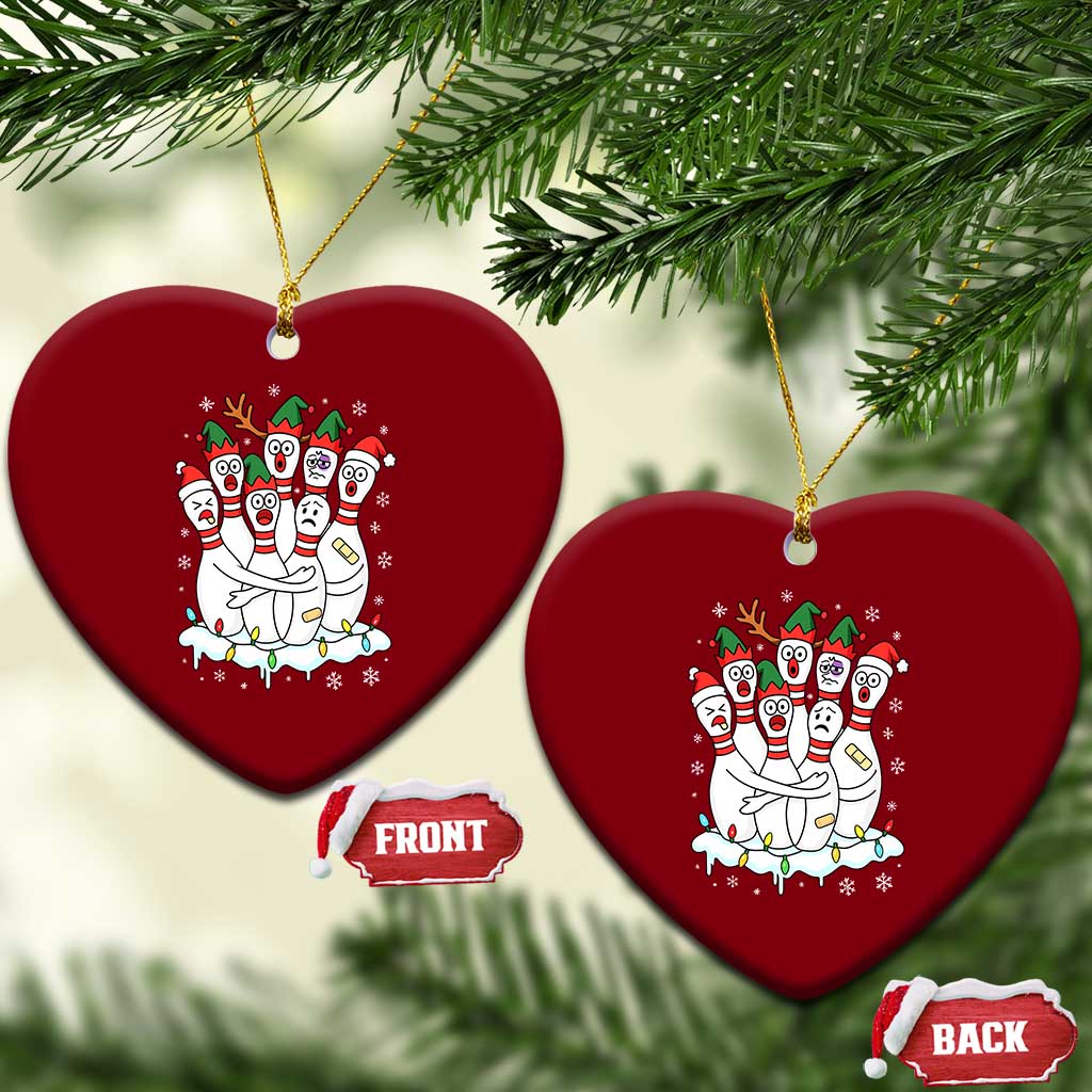 Funny Scared Cartoon Christmas Bowling Pins Ceramic Ornament TS11 Print Your Wear