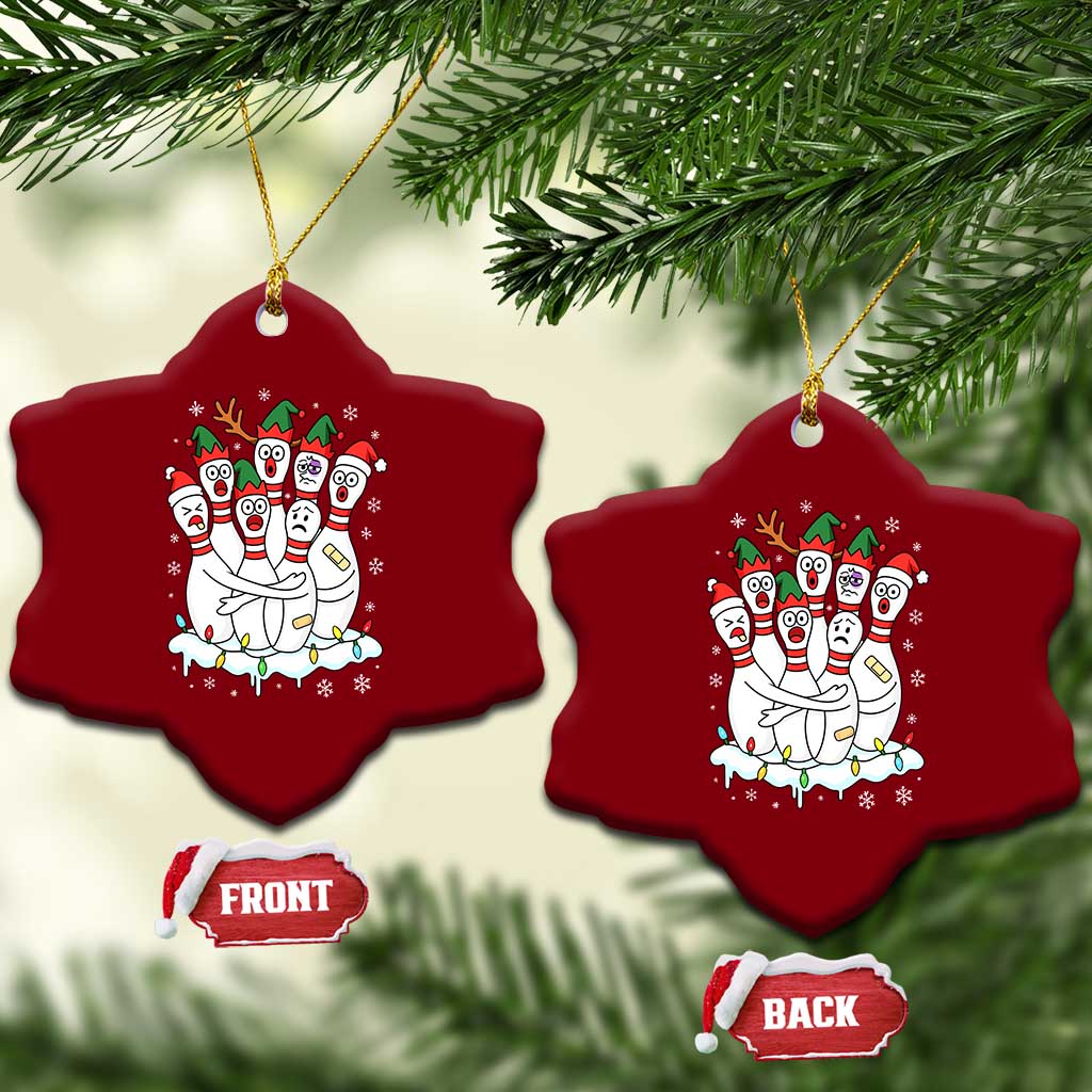 Funny Scared Cartoon Christmas Bowling Pins Ceramic Ornament TS11 Print Your Wear