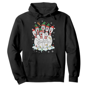 Funny Scared Cartoon Christmas Bowling Pins Hoodie TS11 Black Print Your Wear