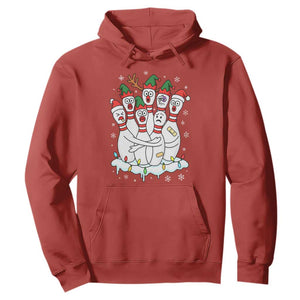 Funny Scared Cartoon Christmas Bowling Pins Hoodie TS11 Red Print Your Wear