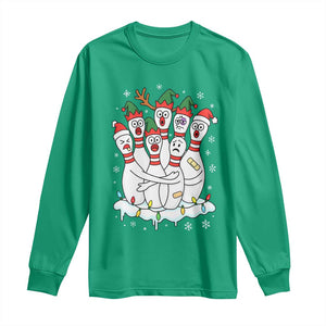 Funny Scared Cartoon Christmas Bowling Pins Long Sleeve Shirt TS11 Irish Green Print Your Wear