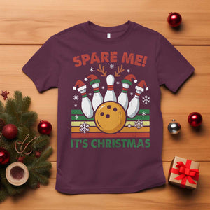 Funny Christmas Bowling T Shirt Spare Me Its Xmas Festive Holiday TS11 Maroon Print Your Wear