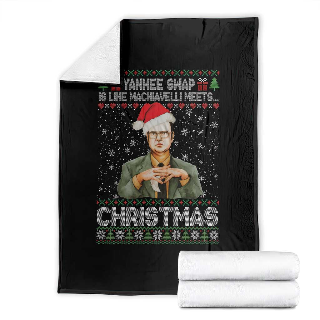 Funny Christmas Office Movie Throw Blanket Yankee Swap Is Like Machiavelli Meets Christmas TS11 Black Print Your Wear