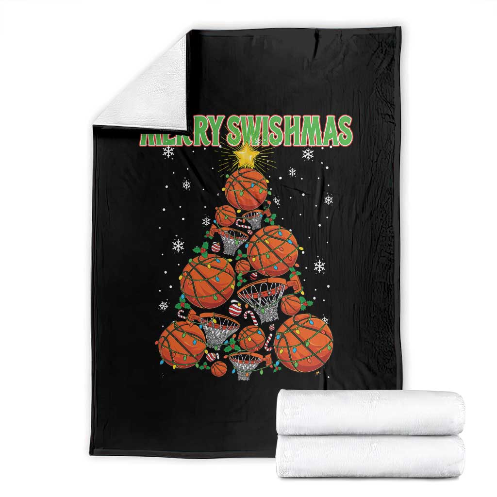 Christmas Basketball Merry Swishmas Throw Blanket Basketball Xmas Tree TS11 Black Print Your Wear