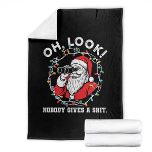 Funny Christmas Santa Oh Look Nobody Gives A Shit Throw Blanket TS11 Black Print Your Wear