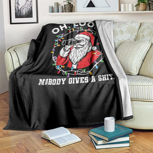 Funny Christmas Santa Oh Look Nobody Gives A Shit Throw Blanket TS11 Print Your Wear