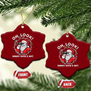 Funny Christmas Santa Oh Look Nobody Gives A Shit Ceramic Ornament TS11 Print Your Wear
