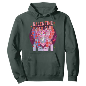 Funny Galentine Girls Club Hoodie Galentine's Day Chunky Heels Platform TS11 Dark Forest Green Print Your Wear