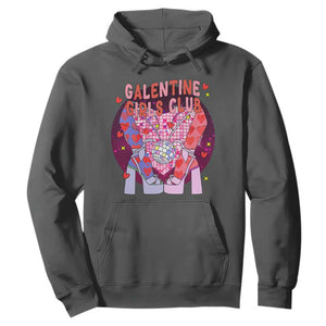 Funny Galentine Girls Club Hoodie Galentine's Day Chunky Heels Platform TS11 Dark Heather Print Your Wear