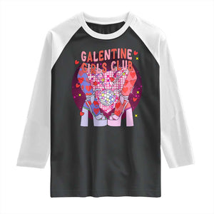 Funny Galentine Girls Club Raglan Shirt Galentine's Day Chunky Heels Platform TS11 Black White Print Your Wear