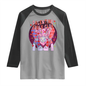 Funny Galentine Girls Club Raglan Shirt Galentine's Day Chunky Heels Platform TS11 Sport Gray Black Print Your Wear